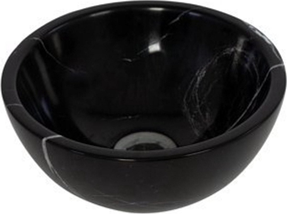 Plieger Mini Round waskom - 26x26x12cm - marmer zwart