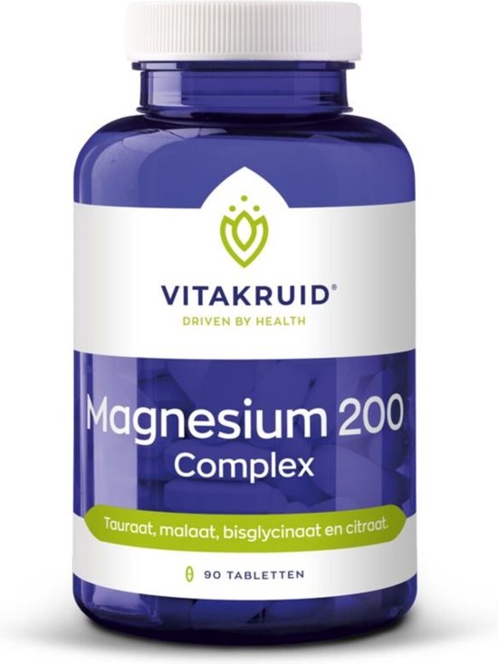 VitaKruid Magnesium 200 complex – 90 tabletten. Mineralaal, vitamine en aminozuurpreparaatMagnesium staat aan de basis van ruim 300 biochemische processen in ons lichaam.