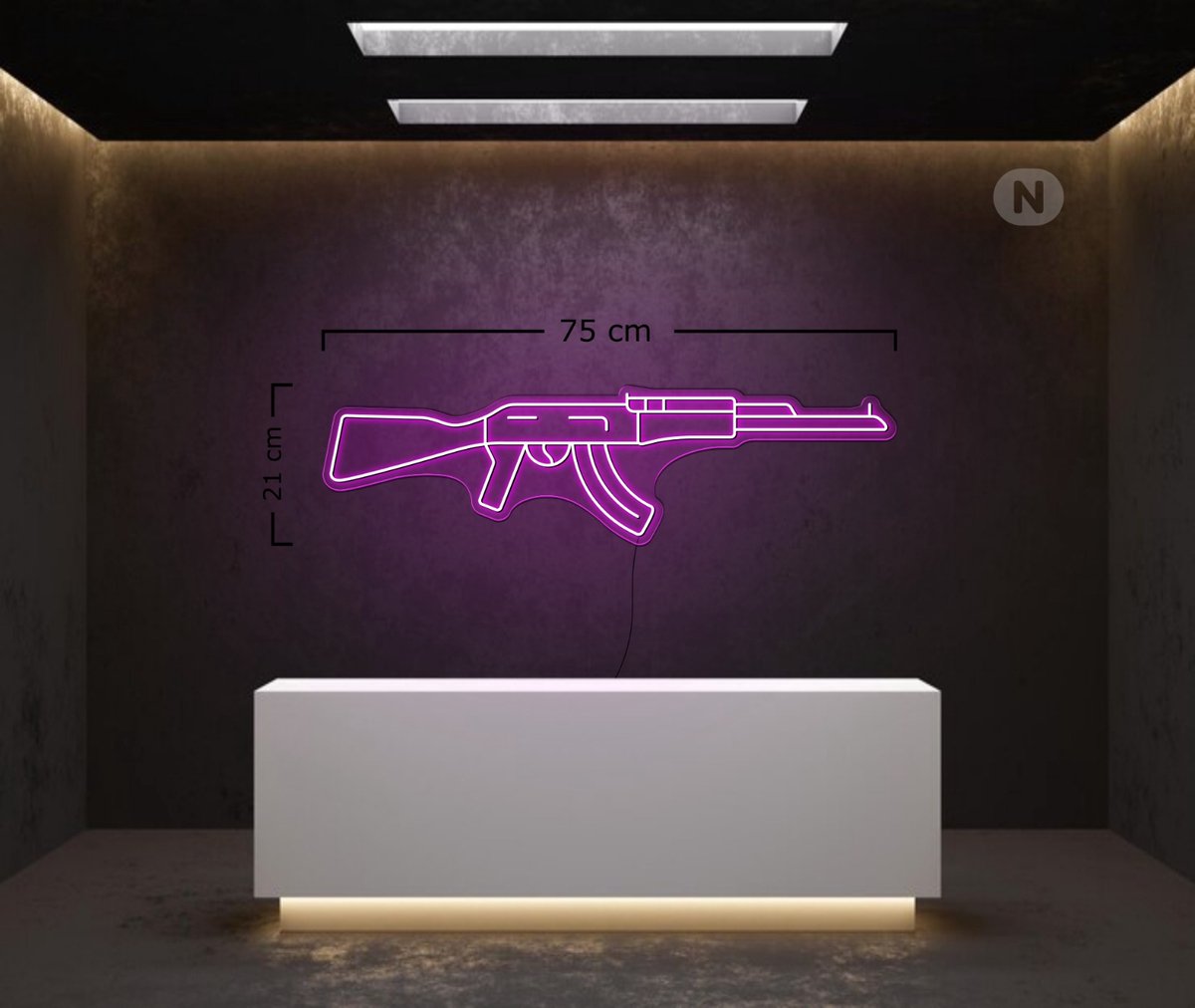 Led Neonbord - Led Neonverlichting - Geweer - Roze - 75cm * 21cm
