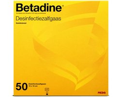 Betadine Zalfgaas - Desinfecteert en beschermt wonden - Bevat povidonjodium - 10x10cm - 50 zalfgazen