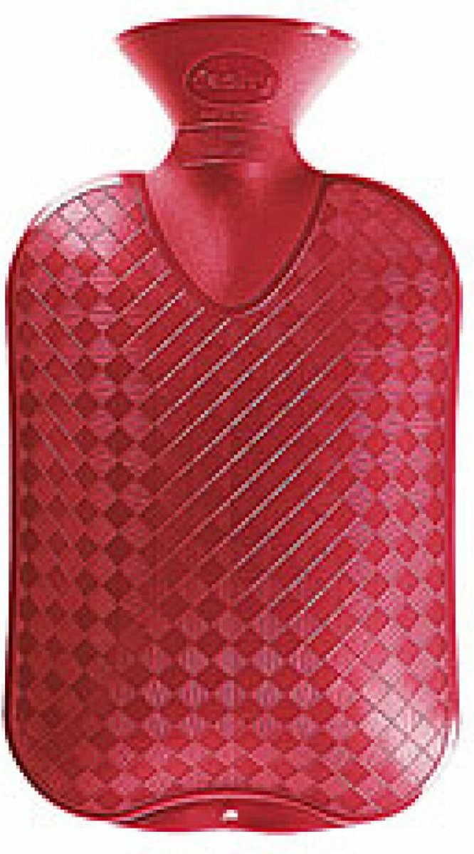 Goedkoopste Fashy warm water kruik - enkelzijdig geribbeld - cranberry kleur - 2 liter