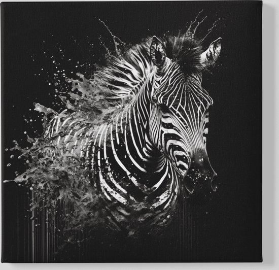 Canvas - Schilderij - Zebra - Dieren - Wanddecoratie - 100x100x2 cm