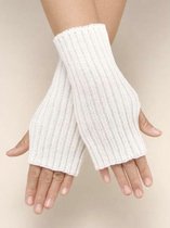Polswarmers - Lange Gebreide Polswarmers - Vingerloze Handschoenen zonder vingers - Zonder vingertoppen - Wit