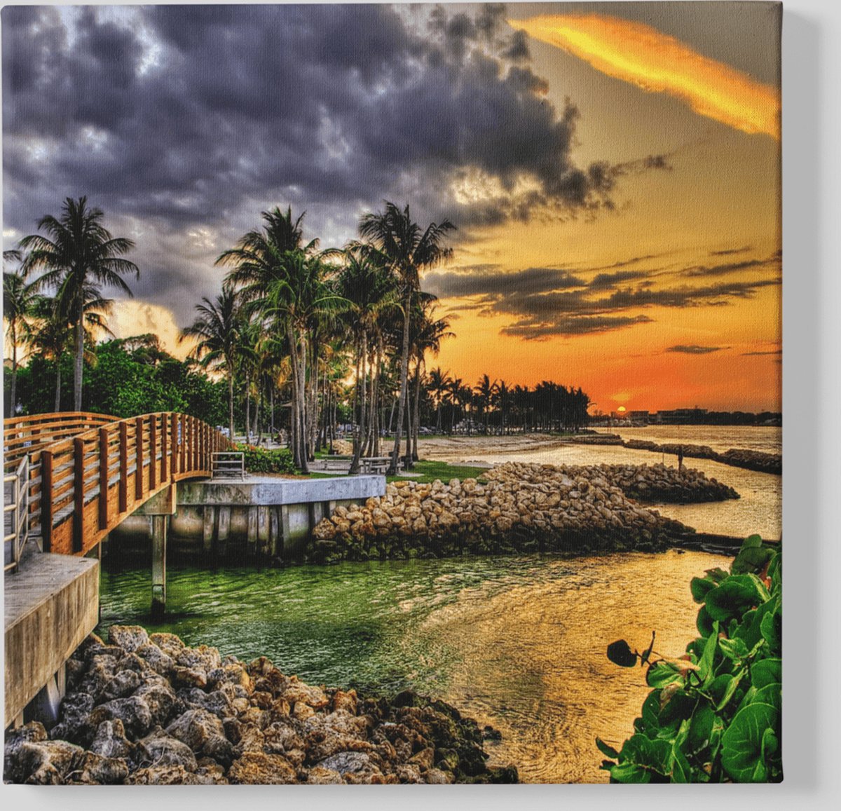 Trendex Global Canvas Schilderij - Landschappen - Zonsondergang - 100x100x2 cm Meerkleurig