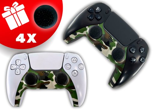 TURQERO Playstation 5 controller faceplate set - Controller behuizing - Camouflage Groen - Geschikt voor Playstation 5 controller - Inclusief Thumb Grips