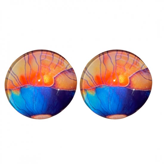 Clip -oorbellen- sun rise -2 cm- blauw- geen gaatje- Charme Bijoux