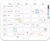 GreenStory - Sticky Whiteboard - Tableau de planning familial semaine XL (50 x 43 cm) - Agenda familial - 5 personnes - avec Sticky Pen