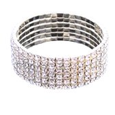 Strech armband- Strass 6 rijen