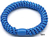 Haarelastiekjes / Armbanden - Set 5 Stuks - Elastisch - Blauw