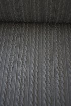 Gebreide stof zwart met kabelstructuur 1 meter - modestoffen voor naaien - stoffen Stoffenboetiek