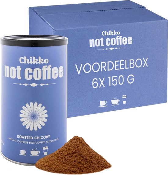 Chikko Not Coffee 6x 150g BIO Cichorei Koffie Geroosterd - Voordeelverpakking - Alternatief voor Cafeïnevrije Koffie - Vrij van Toevoegingen en Chemicaliën - Nederlands Product