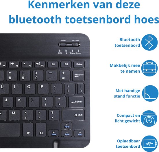 Bluetooth toetsenbord geschikt voor Microsoft Surface Pro 3/4/5/6/7 - Bluetooth Toetsenbord Cover - Met touchpad - Zwart - Case2go
