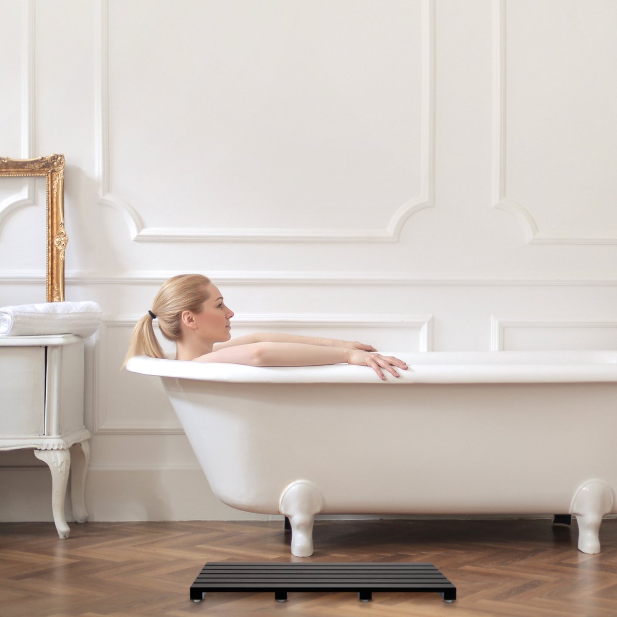 badmat bamboe - 54 x 36 cm - antislip - sneldrogend - douche - badkuip — cadeau in Wonen & Interieur - foto 2