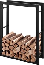Brandhoutrek 70 x 27 x 95 cm (l x b x h) zwart, metalen brandhoutrek brandhoutrek stapelhulp voor binnen en buiten
