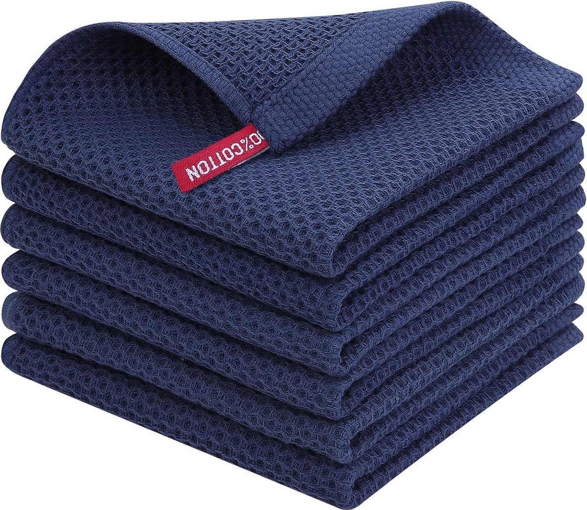Theedoeken 100% katoen set van 6 30 x 30 cm zachte theedoeken keukenhanddoeken absorberend dikke premium vaatdoek vaatdoeken poetsdoeken marineblauw