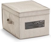 Zeller - Storage Box w. lid "Stripes", non-woven, beige