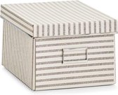 Zeller - Storage Box "Stripes", cardboard, beige