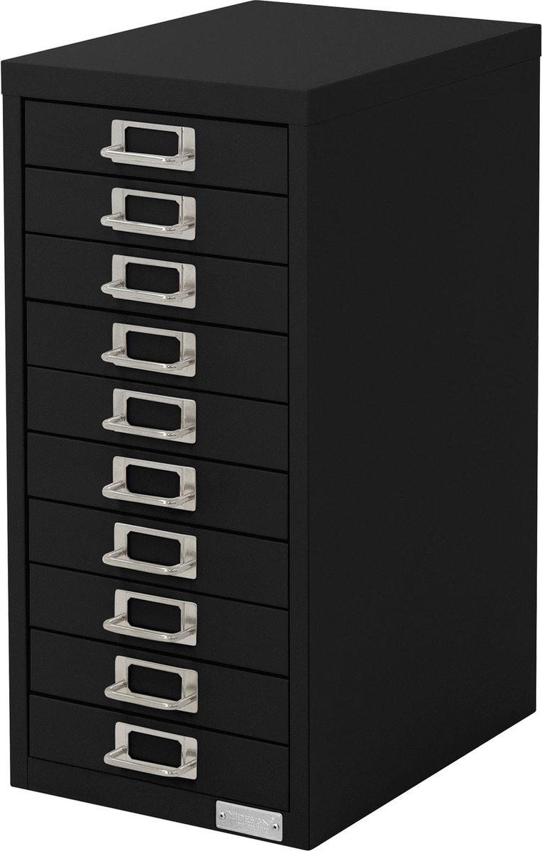 ml-design archiefkast met 10 laden, 28x38x60cm, zwart, metalen ladekast voor DIN A4, kantoorkast met etikethouder, stalen kast metalen kast gereedschapskast opbergkast