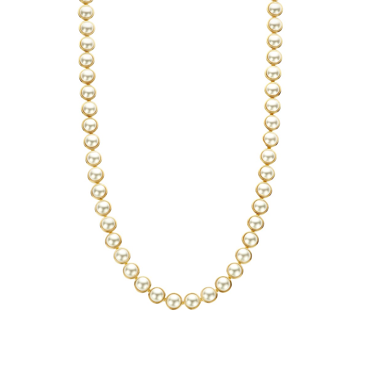 TI SENTO Dames Ketting - 925 zilver - Parel met geel verguld - Maat 42 - 34009YP