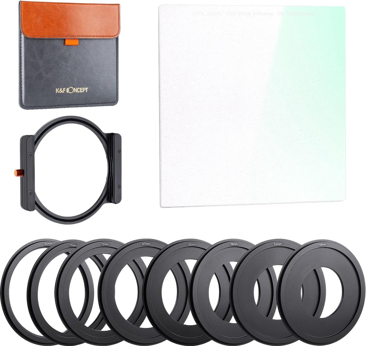 K&F Concept - Black Mist Diffusie Filter Rechthoekig 100x100mm - Cinematografische Zachtheid en Gloed - Premium Optisch Glas met Nano-Coating - Voor Filmische Effecten en Huidverzachting - Inclusief Filterhouder Kit
