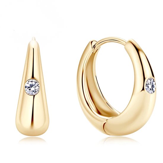 Boucles d'oreilles avec diamant Lab Grown - Argent sterling 925 - Plaqué or 18 carats - Briljant - VVS1 - Boucles d'oreilles femme - cadeau -