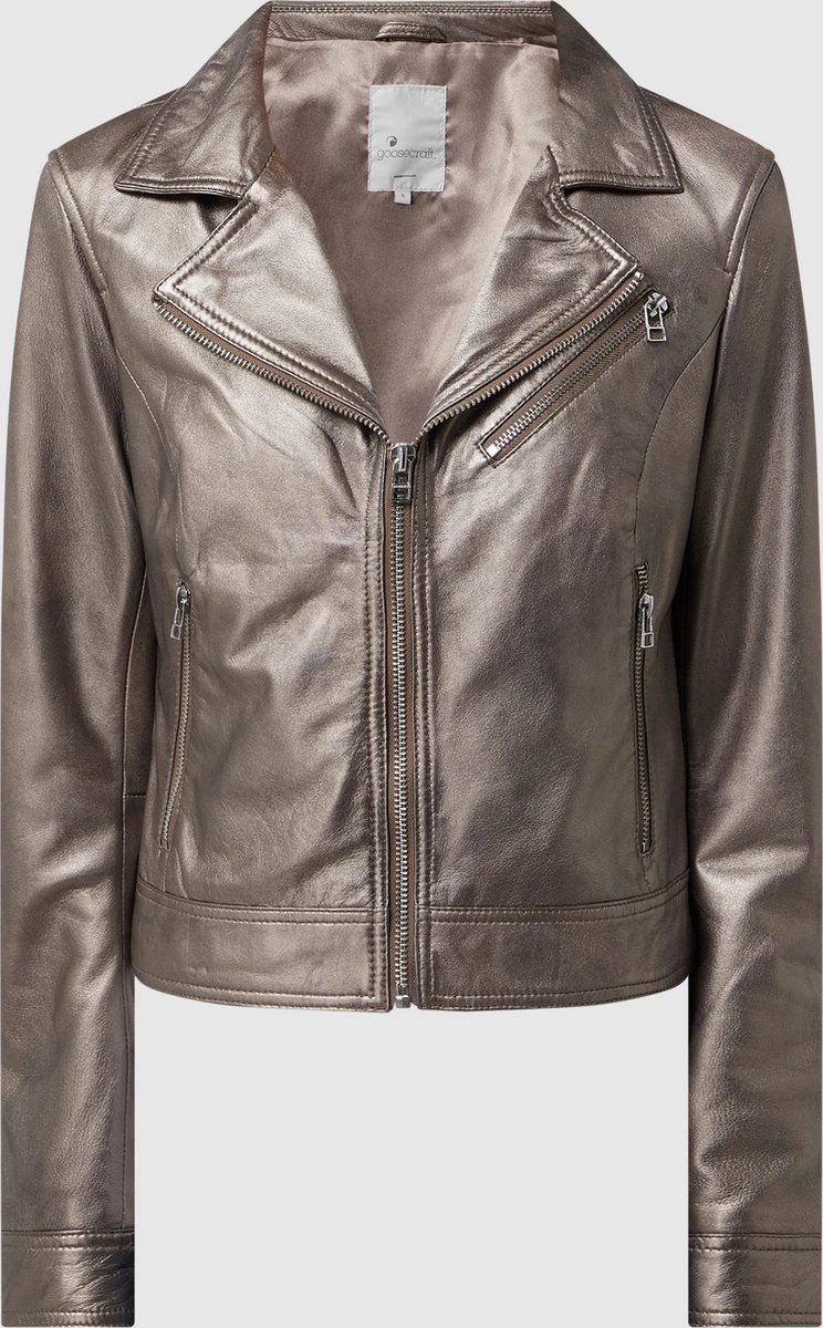 goosecraft megan glam biker sheep metallic silver - maat M