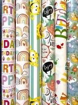 Inpakpapier Baby Kinderen Verjaardag 6 Rolletjes- Breedte 70 cm - 2m lang