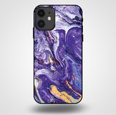 Smartphonica Telefoonhoesje voor iPhone 11 met marmer opdruk - TPU backcover case marble design - Goud Paars / Back Cover geschikt voor Apple iPhone 11