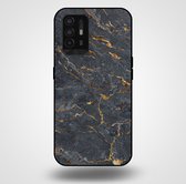 Smartphonica Telefoonhoesje voor OPPO A94 5G met marmer opdruk - TPU backcover case marble design - Goud Grijs / Back Cover geschikt voor Oppo A94 5G