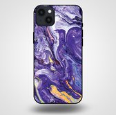 Smartphonica Phone Case pour iPhone 14 Plus avec imprimé marbre - Coque arrière en TPU design marbre - Or Violet / Back Cover adapté pour Apple iPhone 14 Plus