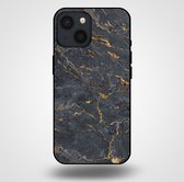 Smartphonica Telefoonhoesje voor iPhone 13 Mini met marmer opdruk - TPU backcover case marble design - Goud Grijs / Back Cover geschikt voor Apple iPhone 13 Mini