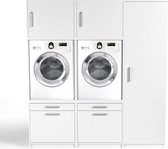 Wasophoogte® Wasmachine Kast Tre Laag - Wasmachine verhoger - Wasmachine ombouw / -opbouwmeubel - Multiplex - 700(D)*1952(B)*2110(H) mm - Wit