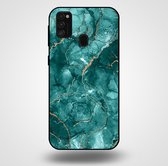 Smartphonica Telefoonhoesje voor Samsung Galaxy M31 met marmer opdruk - TPU backcover case marble design - Goud Groen / Back Cover geschikt voor Samsung Galaxy M31