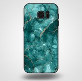Smartphonica Telefoonhoesje voor Samsung Galaxy S7 Edge met marmer opdruk - TPU backcover case marble design - Goud Groen / Back Cover geschikt voor Samsung Galaxy S7 Edge