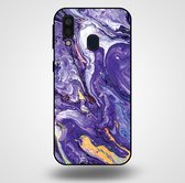Smartphonica Telefoonhoesje voor Samsung Galaxy A40 met marmer opdruk - TPU backcover case marble design - Goud Paars / Back Cover geschikt voor Samsung Galaxy A40