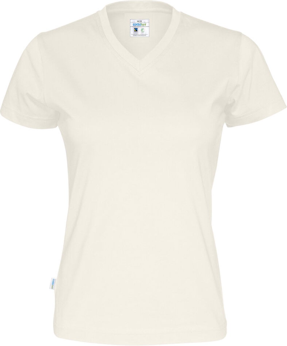 Cottover T-SHIRT V-NECK LADY - GOTS GECERTIFICEERD 141021 - Ecru - L