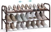Schoenenrek, schoenenstandaard, 2 niveaus, metalen rek, verstelbaar, schoenen, staand rek, voor hal, garderobe, entree, brons