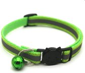 Katten Halsband | Reflecterend Met Veiligheidssluiting En Belletje | Verstelbaar 19-32 CM | GROEN