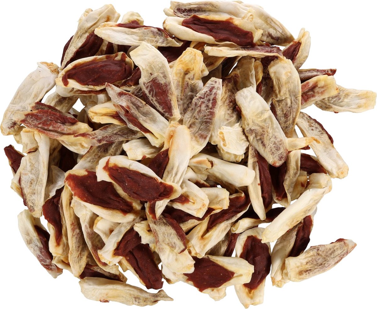 Flamingo hondensnack – Hapki Konijnenoren met eend – glutenvrij – zonder toegevoegde suikers – 10 cm – 1,6 kg – 140 stuks