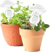 Glazen waterspies, watergeefballen Paddestoelen voor planten, zelfwatergevende bollen voor kamerplanten, tuin en balkon (2 transparante paddenstoelen)