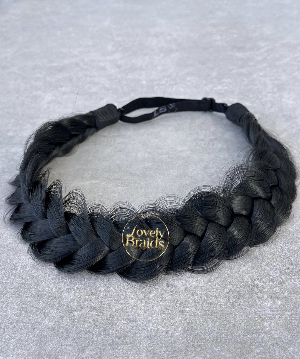 Lovely braids - black leather - gevlochten haarband - vlecht haarband - haarband vlecht