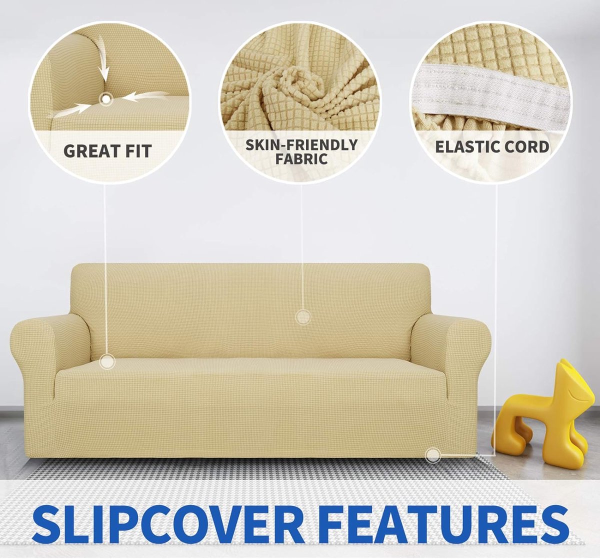 MAXIJIN Super Stretch Zetelhoes voor 1 zitplaatsen bank, 1-delige universele bankhoezen woonkamer Jacquard Spandex meubelbeschermer honden huisdiervriendelijk ingerichte bank Slipcover (1 zitsbank, erwtengroen