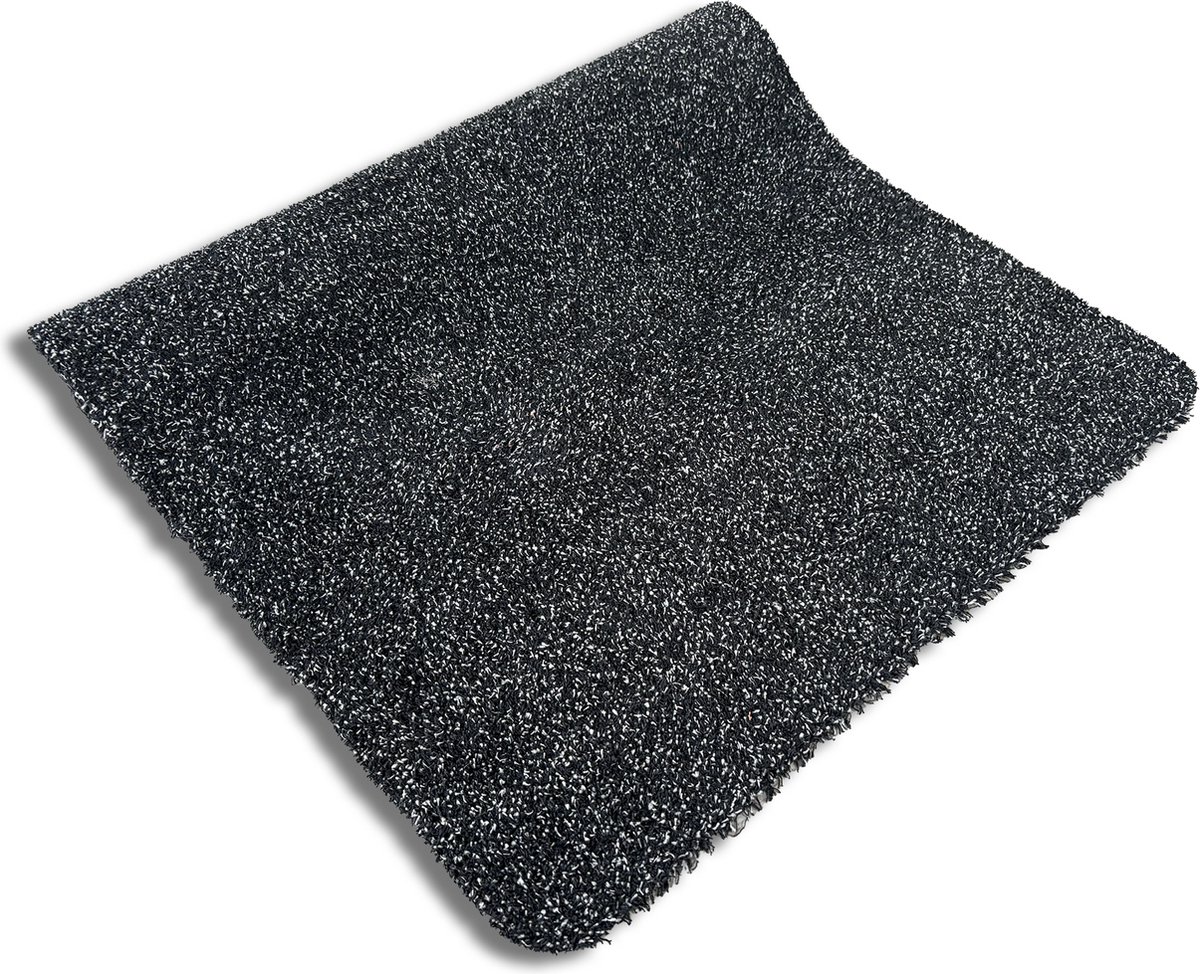 JYG Tapijtloper KATCOT 80 x 250 cm – XXL Droogloopmat – Katoen & Microvezel – Antraciet Zwart / Antraciet
