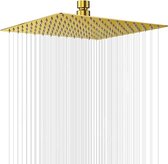 Regendouche 12 inch (30 cm) Roestvrijstalen Regendouchekop Anti-kalk-sproeiers Douchekop Regendouchekop vierkant (goud)
