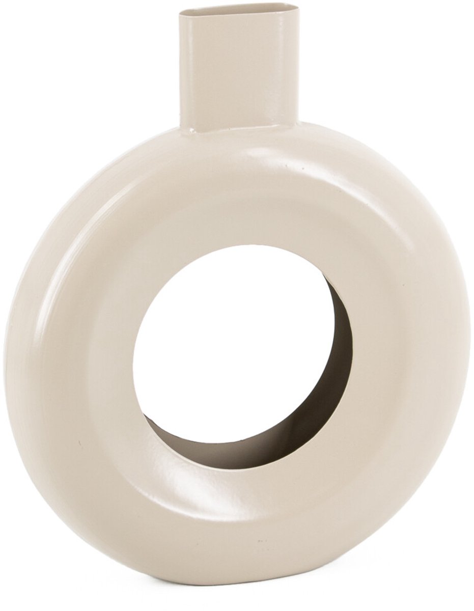 homebound by ky Vaas donut metaal sand | 7x26x30cm | bloemenvaas donutvorm metaal Zand