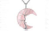Lune de quartz rose avec arbre de vie - arbre de vie - pierre précieuse - quartz rose - lune - arbre de vie - wicca - spirituel