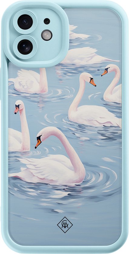 Coque Casimoda® - Convient pour iPhone 11 - Cygnes - Coque de téléphone unie avec protection d'objectif - TPU - Coque arrière - Blauw
