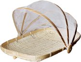 Goodchanceuk Picknickmand van bamboe, handgevlochten, stofdicht, met ophanging voor fruit, groenten en brood, stijl 1, 34 x 29 cm