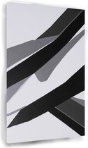Zwart witte strepen - Minimalisme canvas schilderijen - Muurdecoratie zwart wit - Klassiek schilderijen - Schilderijen canvas - Woonkamer accessoires - 50 x 70 cm 18mm