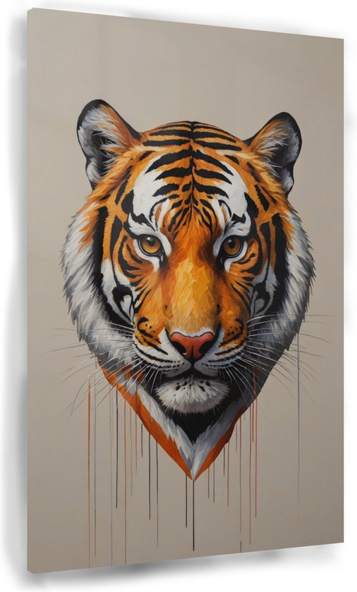 Tableau tigre - Décoration murale Animaux - Peintures sur verre tigre - Tableaux ruraux - Peinture plexiglas - Décoration murale chambre - 80 x 120 cm 5mm